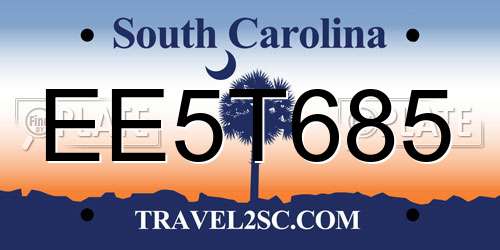 EE5T685 South Carolina License Plate