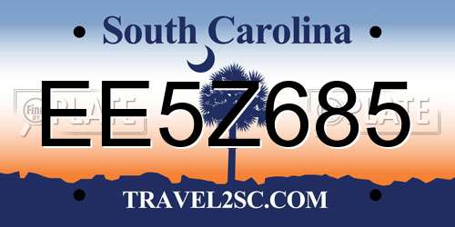 EE5Z685 South Carolina License Plate