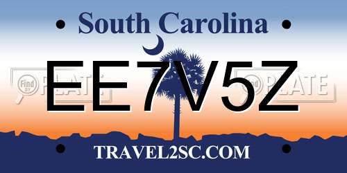 EE7V5Z South Carolina License Plate