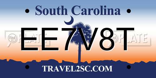 EE7V8T South Carolina License Plate