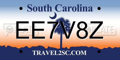 EE7V8Z South Carolina License Plate
