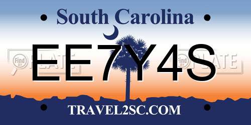 EE7Y4S South Carolina License Plate