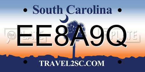EE8A9Q South Carolina License Plate