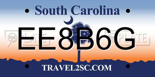 EE8B6G South Carolina License Plate