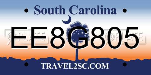 EE8G805 South Carolina License Plate