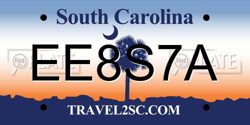 EE8S7A South Carolina License Plate