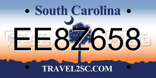 EE8Z658 South Carolina License Plate