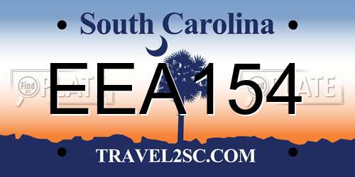 EEA154 South Carolina License Plate