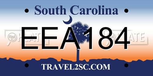 EEA184 South Carolina License Plate