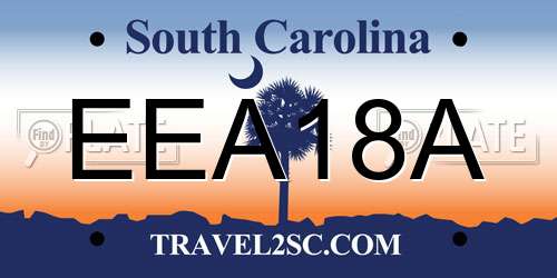 EEA18A South Carolina License Plate