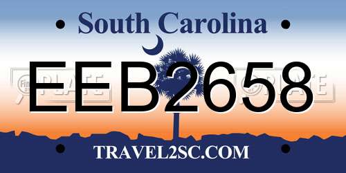 EEB2658 South Carolina License Plate