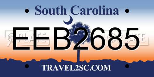 EEB2685 South Carolina License Plate