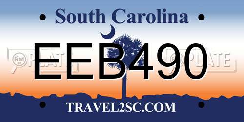 EEB490 South Carolina License Plate