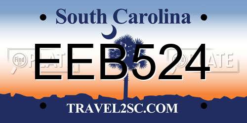 EEB524 South Carolina License Plate