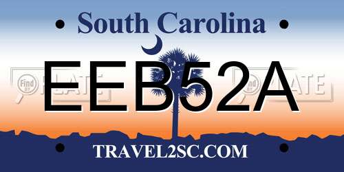 EEB52A South Carolina License Plate