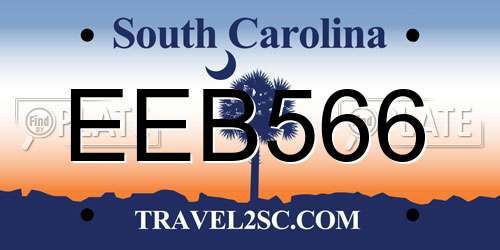 EEB566 South Carolina License Plate