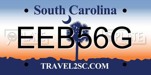 EEB56G South Carolina License Plate
