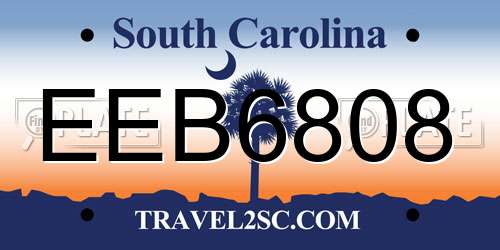 EEB6808 South Carolina License Plate