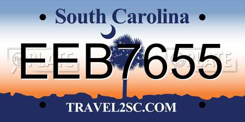 EEB7655 South Carolina License Plate