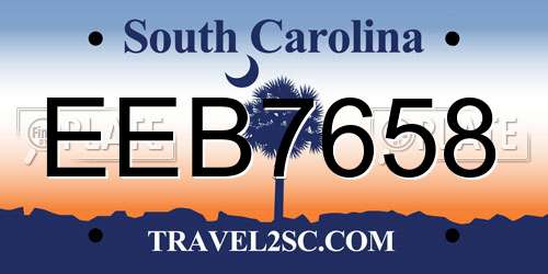EEB7658 South Carolina License Plate