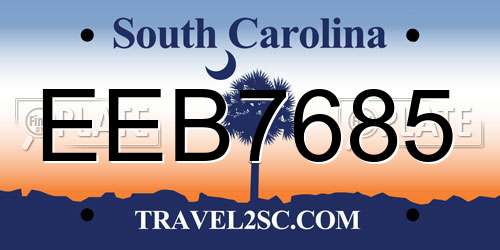 EEB7685 South Carolina License Plate