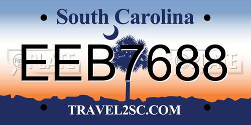 EEB7688 South Carolina License Plate