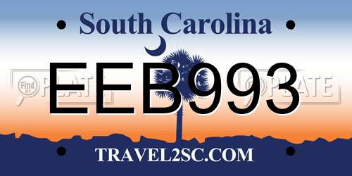 EEB993 South Carolina License Plate