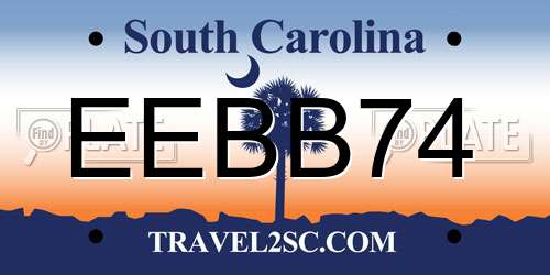 EEBB74 South Carolina License Plate