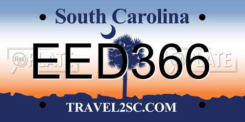 EED366 South Carolina License Plate