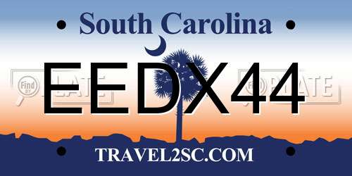 EEDX44 South Carolina License Plate
