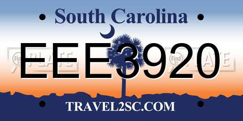EEE3920 South Carolina License Plate