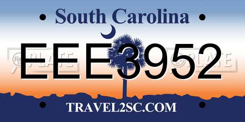 EEE3952 South Carolina License Plate
