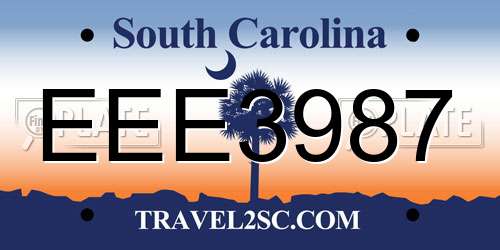 EEE3987 South Carolina License Plate