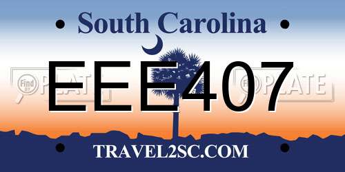 EEE407 South Carolina License Plate