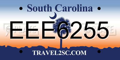 EEE6255 South Carolina License Plate