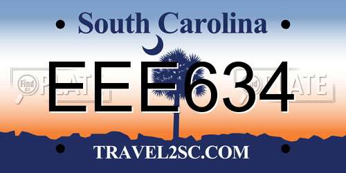 EEE634 South Carolina License Plate