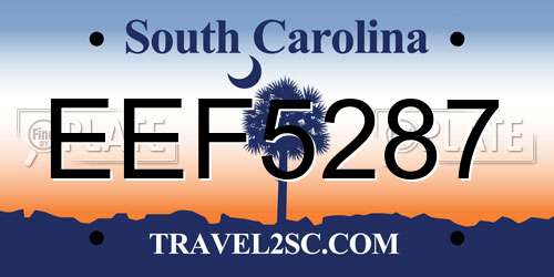 EEF5287 South Carolina License Plate