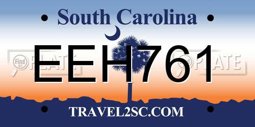 EEH761 South Carolina License Plate