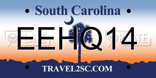 EEHQ14 South Carolina License Plate