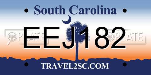 EEJ182 South Carolina License Plate