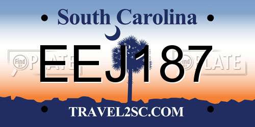 EEJ187 South Carolina License Plate