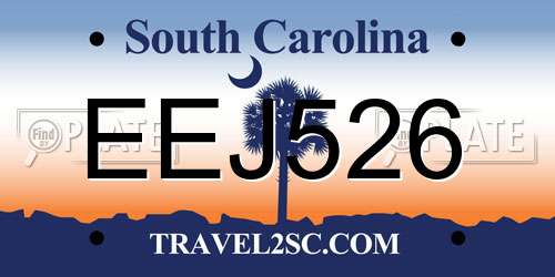 EEJ526 South Carolina License Plate