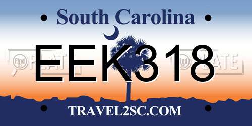EEK318 South Carolina License Plate