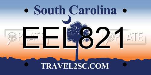 EEL821 South Carolina License Plate