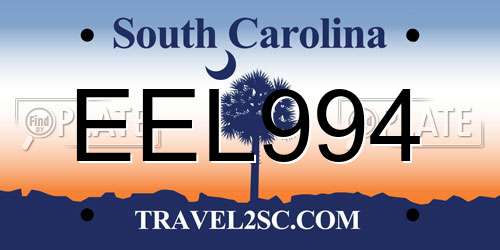 EEL994 South Carolina License Plate