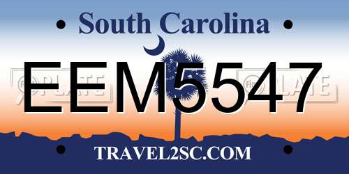 EEM5547 South Carolina License Plate