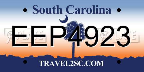 EEP4923 South Carolina License Plate