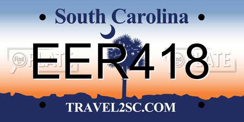 EER418 South Carolina License Plate