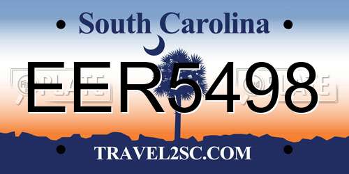 EER5498 South Carolina License Plate