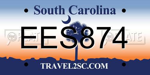 EES874 South Carolina License Plate